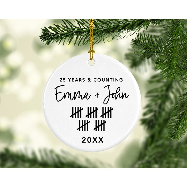 25th wedding anniversary deals christmas tree ornaments